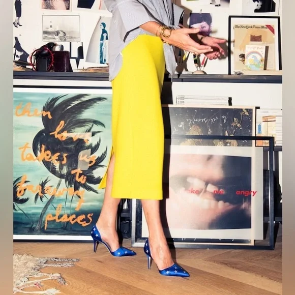 J.Crew yellow merino wool knit pencil skirt size small - Picture 2 of 14